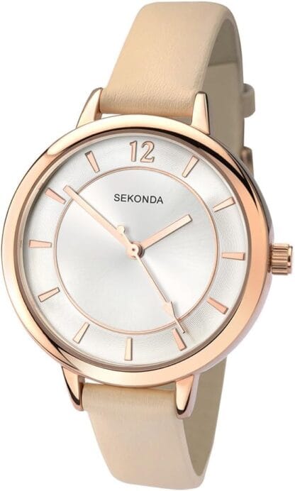 Sekonda 35mm Classic Womens Rose Gold Case Analogue Quartz Watch