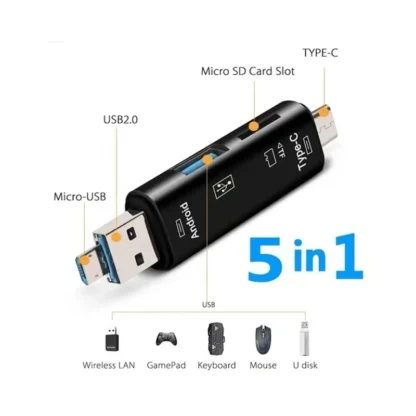 5 In 1 Multifunction USB 3.0 Type C USB Micro USB SD TF Memory Card Reader for Android IPhone Computer Dock OTG Type C Adapter - Imagen 4