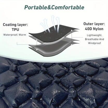 WESTTUNE Lightweight Inflatable Mattress with Pillow for Comfortable Hiking and Camping Sleep - Imagen 10