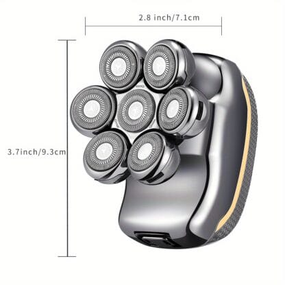 Men's Electric Head Shaver Razor, Men's Shaver - Rechargeable Cordless Hair Shaving Razors For Bald Men, 6 In 1 Wet Dry Beard Trimmer Body Hair Cutting Clipper Grooming Kit, 7 Rotary Heads, Holiday Gift Father's Day Gift - Imagen 3