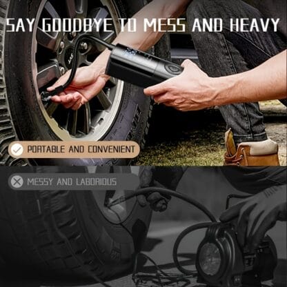 Portable Mini Air Compressor Hand-held Inflator, 150 PSI Electric Tire Pump, With Digital LCD LED Light, Suitable For Cars, Bicycles, Motorcycles, Balls And Other Inflators - Imagen 8