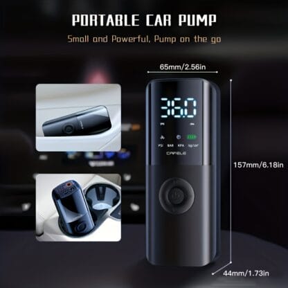 Portable Mini Air Compressor Hand-held Inflator, 150 PSI Electric Tire Pump, With Digital LCD LED Light, Suitable For Cars, Bicycles, Motorcycles, Balls And Other Inflators - Imagen 6