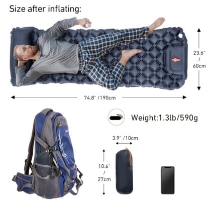 WESTTUNE Lightweight Inflatable Mattress with Pillow for Comfortable Hiking and Camping Sleep - Imagen 8