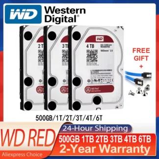 Hard Drive Western Digital WD 1TB 2TB 3TB 4TB 6TB Red NAS Hard Disk Drive 3.5" Internal Hard Drive SATA 6Gb/s 64MB Cache