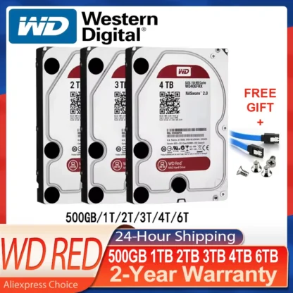 Hard Drive Western Digital WD 1TB 2TB 3TB 4TB 6TB Red NAS Hard Disk Drive 3.5" Internal Hard Drive SATA 6Gb/s 64MB Cache