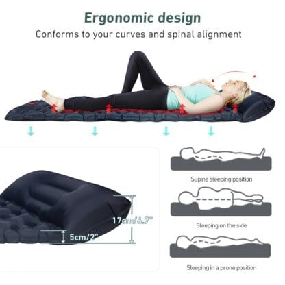 WESTTUNE Lightweight Inflatable Mattress with Pillow for Comfortable Hiking and Camping Sleep - Imagen 2