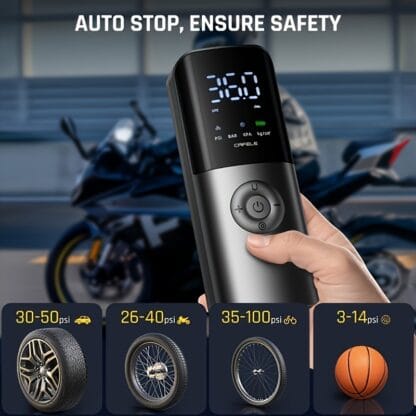 Portable Mini Air Compressor Hand-held Inflator, 150 PSI Electric Tire Pump, With Digital LCD LED Light, Suitable For Cars, Bicycles, Motorcycles, Balls And Other Inflators - Imagen 9