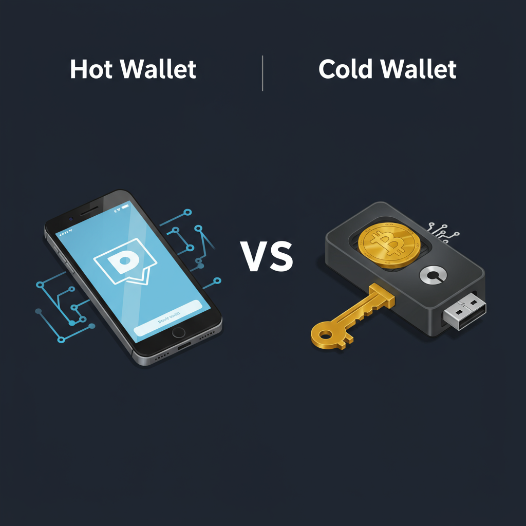 Comparación visual de hot wallets y cold wallets
