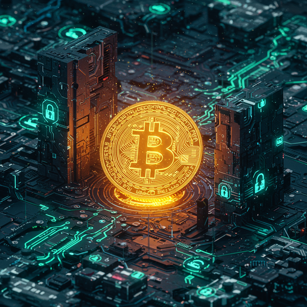 Ilustración de Bitcoin y el concepto de dinero digital