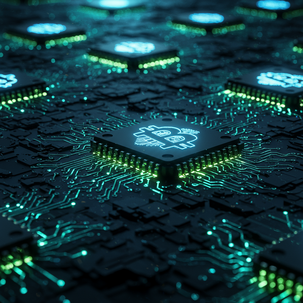 Ilustración de mineros de Bitcoin o hardware ASIC